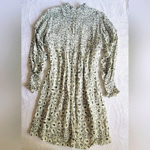 Chloe Pintucked Crepe Psychedelic Flower Print Shift Dress Size 42 - Picture 13 of 13